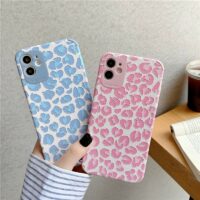 Funda de iPhone con estampado de leopardo rosa de lujo Estampado de leopardo kawaii