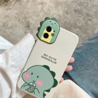 Simpatica custodia per iPhone con dinosauro tè al latte orso kawaii