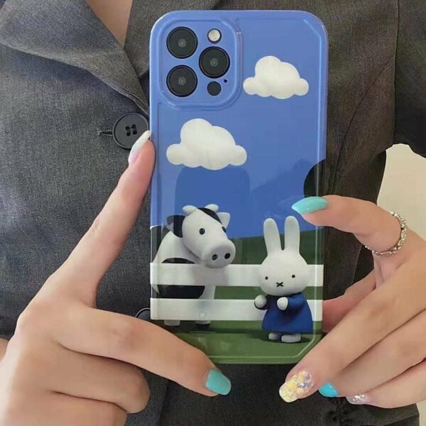 Custodia per iPhone con nuvola di coniglio e mucca carina Nuvola kawaii