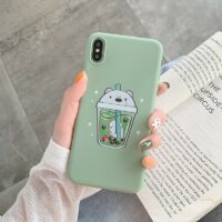 Schattige beren Bubble Tea iPhone-hoesje Beren kawaii