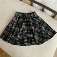 Punk Woolen High Waist Plus Size Plaid Skirt Gothic kawaii