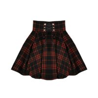 Punk Woolen High Waist Plus Size Plaid Skirt Gothic kawaii