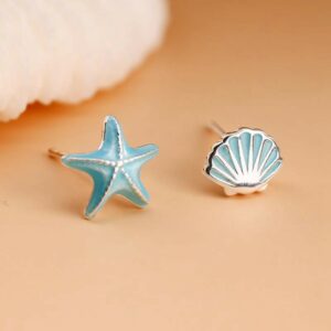 Sea Shell irregular Silver Earrings Earrings kawaii