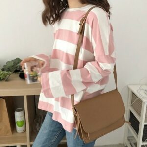 Kawaii Korean Pink Stripe T-shirts