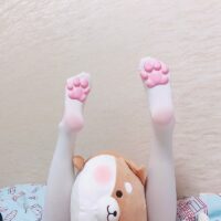 3Dかわいい猫の足パッドサイハイソックス猫の手かわいい