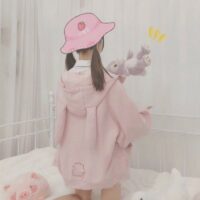 Felpe con cappuccio rosa dolce ragazza morbida Kawaii Cartone animato kawaii