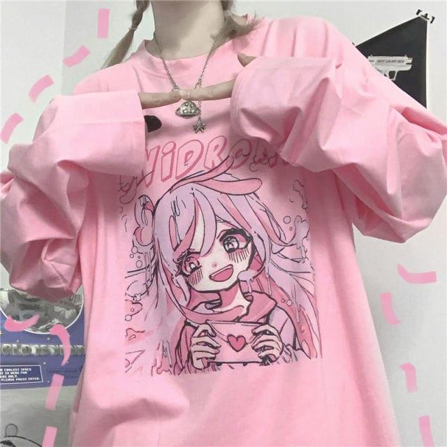 Kawaii Pink Anime Girl Tee