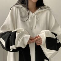 Koreanisches modisches lockeres weißes Sweatshirt Kapuzenpullover kawaii