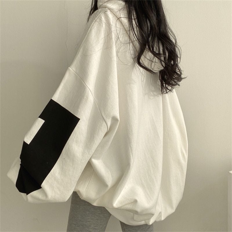Korean Fashion Loose White Sweatshirt