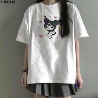 Kawaii enfärgad Kuromi T-shirt japansk kawaii