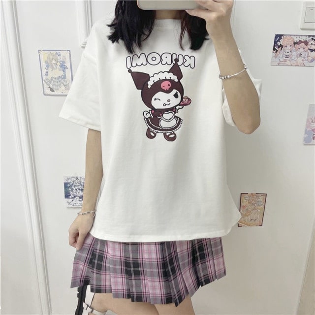 Kawaii Solid Color Kuromi T-Shirt
