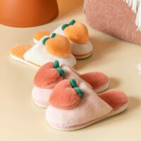 Персиковые пушистые тапочки Kawaii Кавайная обувь каваи