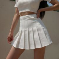 Biała plisowana spódnica Kawaii Mini spódniczki kawaii