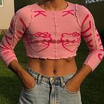 Kawaii Pink Cartoon Tight Sweater