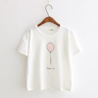 T-shirt con stampa a colori rosa Harajuku Cotone kawaii