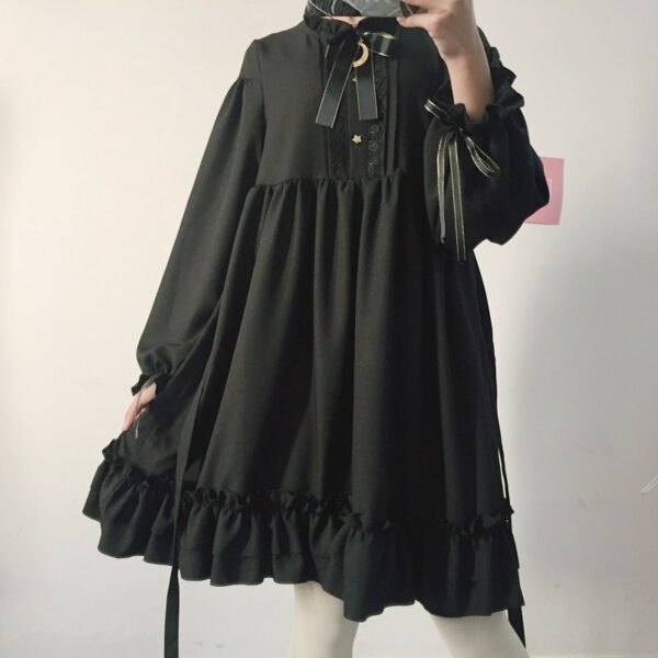 Japanese Harajuku Bow-knot Flounced Dress Gothic kawaii