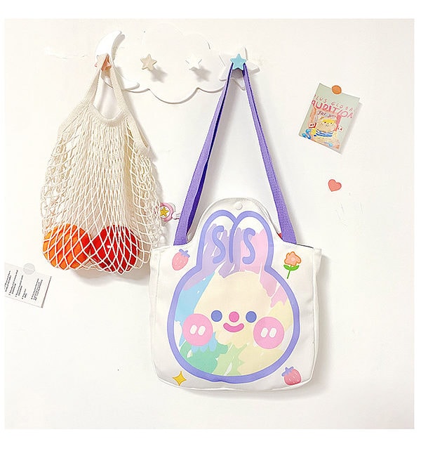 Korean Cartoon Rabbit Canvas Shoulder Bag Canvas kawaii