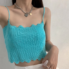 Korean Fashion Solid Color Knitted Tank Top Camisole kawaii
