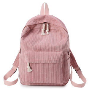 Corduroy School Backpack College Style kawaii