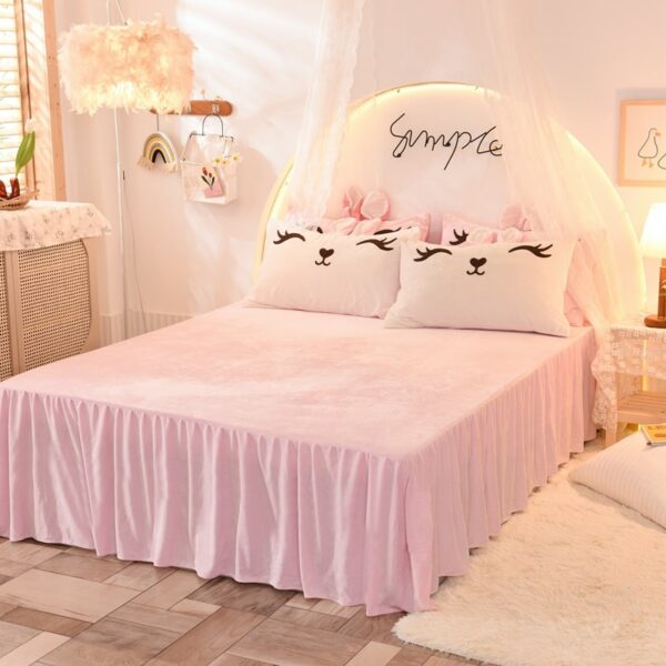 Cute Cartoon Rabbit Bed Set Bed Skirt kawaii
