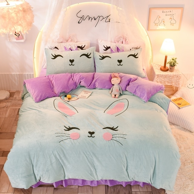 Cute Cartoon Rabbit Bed Set