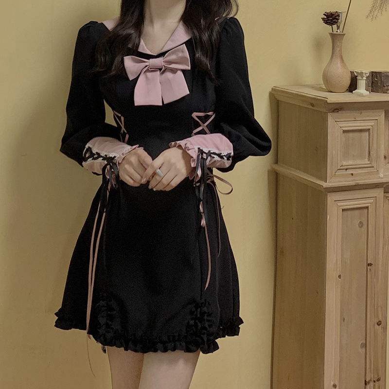 Black Bowknot Lolita Lace Dress