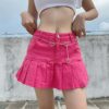 Denim Skirt With Ruffles High Waist Shorts kawaii