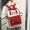 Cute Linen Buckle Backpack Candy Colors kawaii