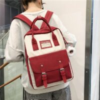 Söt ryggsäck med spänne i linne Candy Colors kawaii