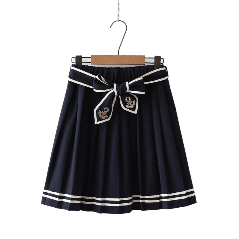 Anchor Embroidery Navy Style Skirt
