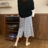 Minifalda de cintura alta a cuadros Jk Faldas largas kawaii
