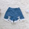 Heart Lace Wide-Leg Denim Shorts Cute kawaii