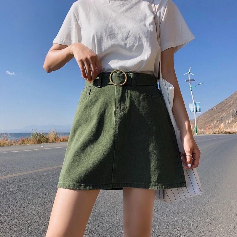 High Waist Mini Denim Skirt