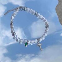 Collier de perles artificielles blanches irrégulières Collier kawaii