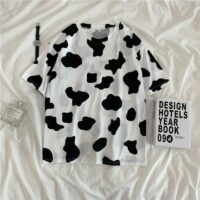 Camisetas cortas con estampado de vaca Harajuku vaca kawaii
