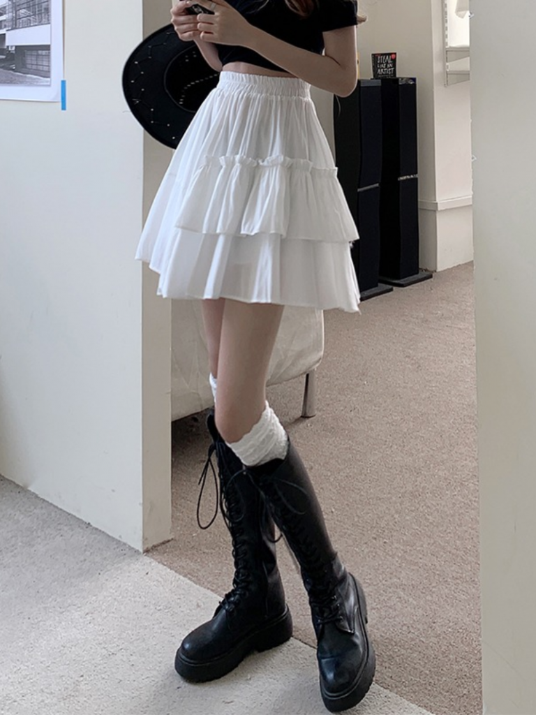 Harajuku gelaagde rok met hoge taille