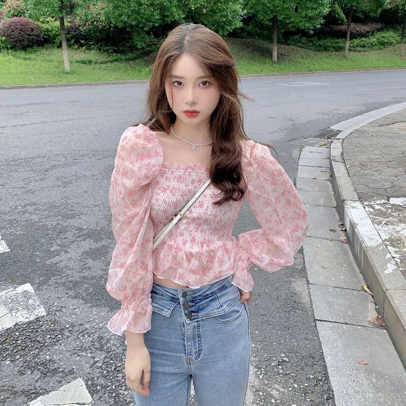 Korean Style Puff Sleeved Floral Blouses