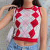 Strawberry Knit Vest Crop Top kawaii