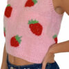 Strawberry Knit Vest Crop Top kawaii