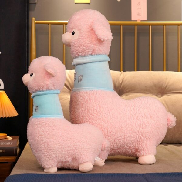 White Pink Fluffy Alpaca Plushie Toys Alpaca kawaii