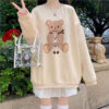 Cute Bear Printed Loose Sweatshirt bear kawaii