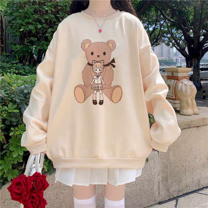 Cute Bear Printed Loose Sweatshirt