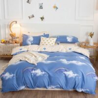 Baby blå och rosa moln Bus Bunny Sängkläder Set Babyblå kawaii