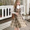 Vintage Plaid Slip Dresses Mid-Length Dress kawaii