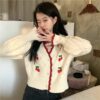 Cute Cherry Knitted Cardigan Cardigan kawaii