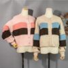 vintage contrast color striped cardigans Cardigans kawaii
