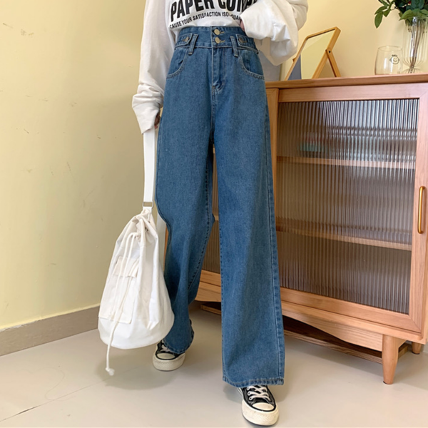 Harajuku High-waisted Big Pocket Denim Pants Denim Pants kawaii