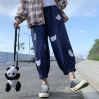 Kawaii Bear Printed Pure Color Pants björn kawaii