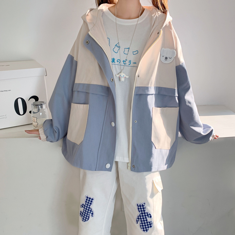 Kawaii Double Color Coat with Hooded