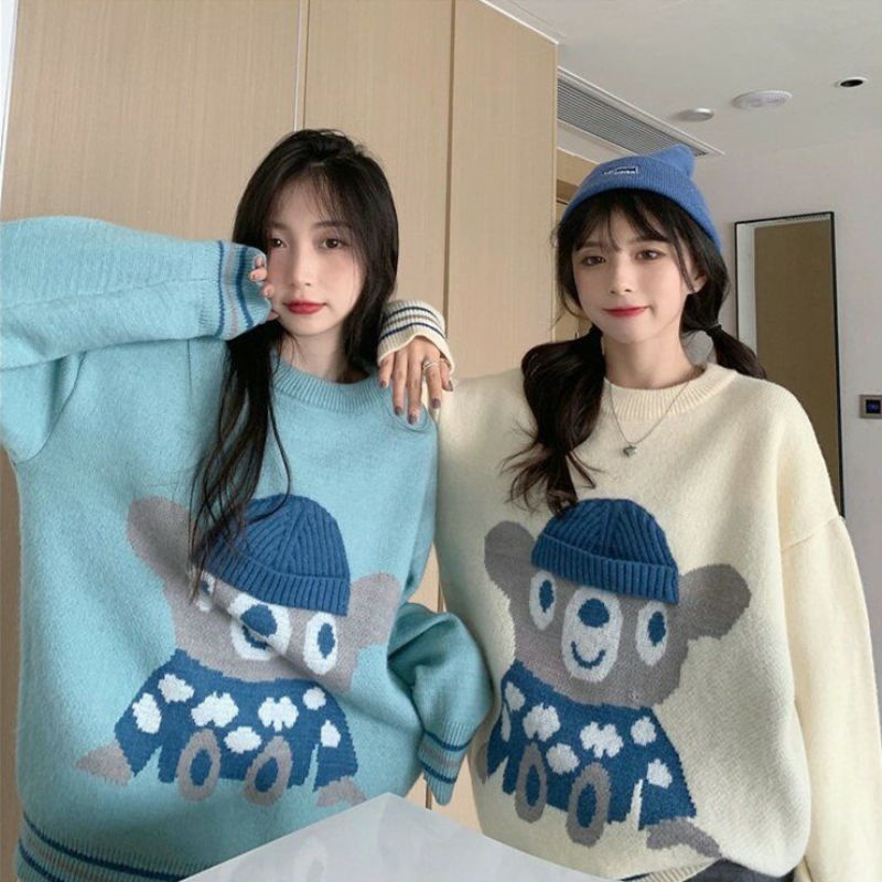 Kawaii Double Color Bear Knitted Sweater
